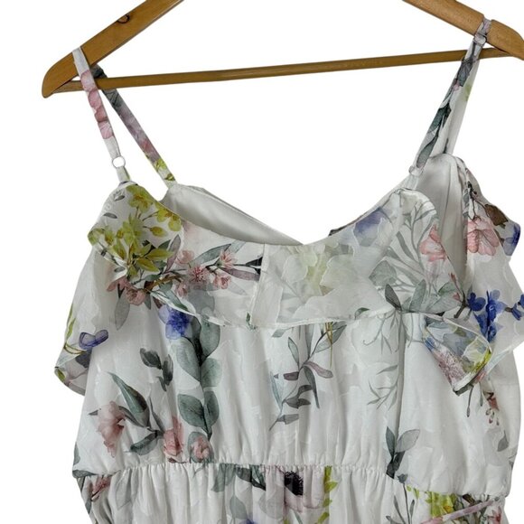 Julia Jordan NEW Floral Ivory Multicolor Hi Low Faux Wrap Maxi Dress Size 16 - Picture 9 of 16
